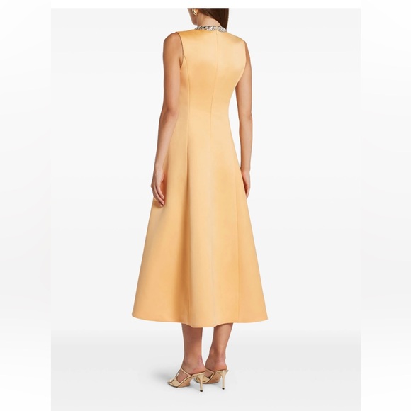 Vibrant Orange Embellished A-Line Midi Dress NWT - Picture 4 of 8